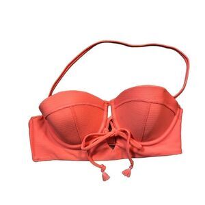Cape Juby coral underwire push up plunge bikini top size S